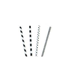 Varias pajitas de papel blanco y negro cm 20x0,6
