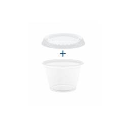 Gobelet à sauce en polypropylène transparent avec couvercle cl 6
