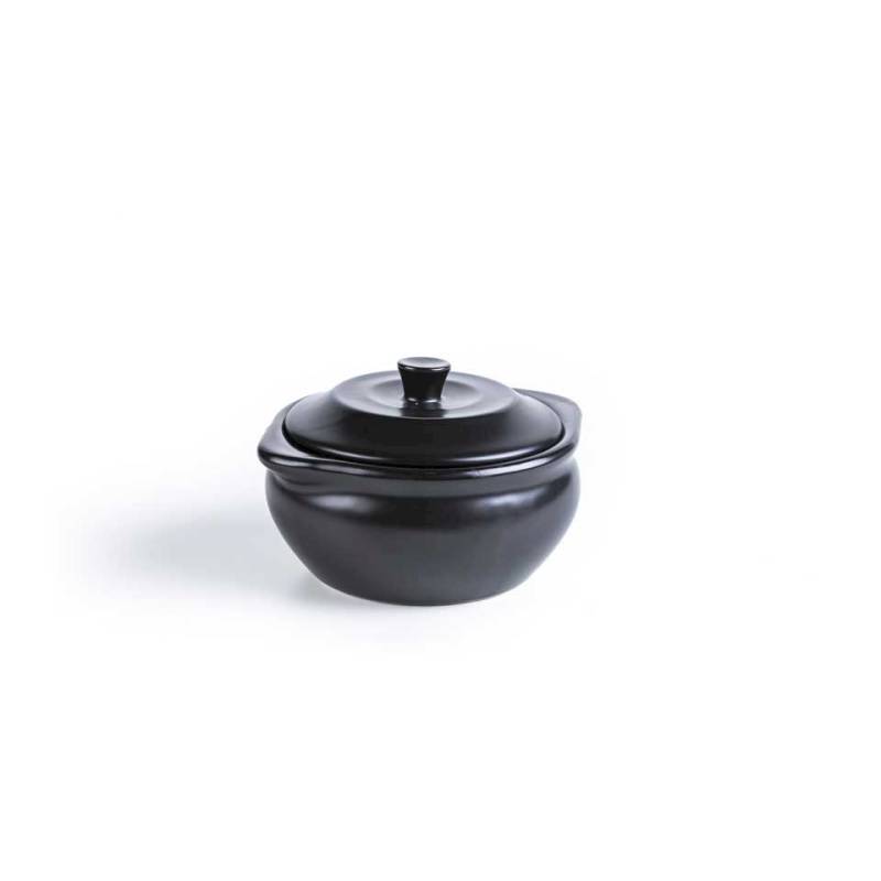 Mini cocotte avec couvercle en grès noir 11x5,5 cm