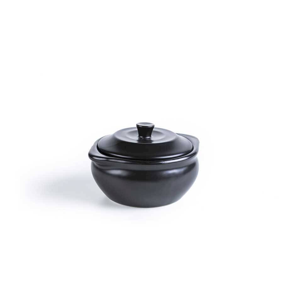 Mini cocotte con tapa en gres negro 11x5,5 cm