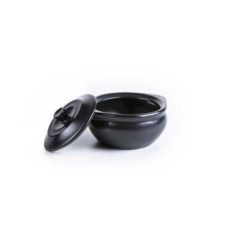 Mini cocotte con tapa en gres negro 11x5,5 cm