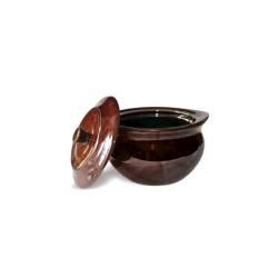 Mini cocotte con tapa de porcelana marrón 11 cm