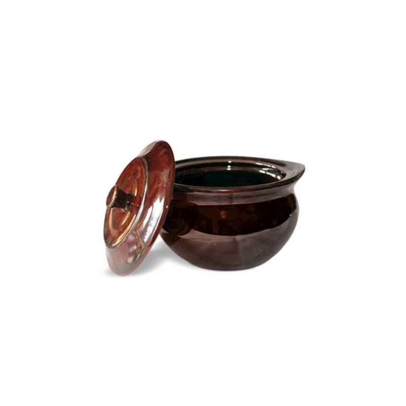 Mini cocotte con tapa de porcelana marrón 11 cm