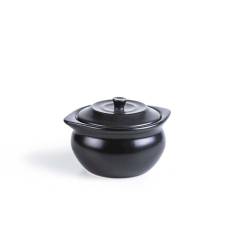 Mini cocotte avec couvercle en grès noir 13x7,5 cm