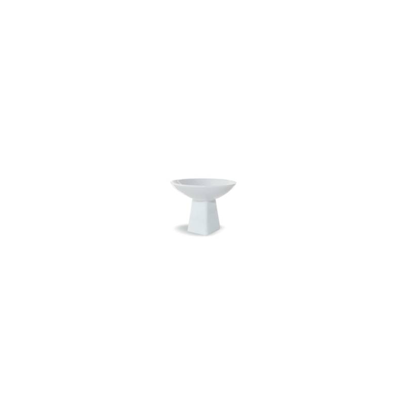 Porte-gâteau rond miniature en porcelaine blanche 8x6.3 cm