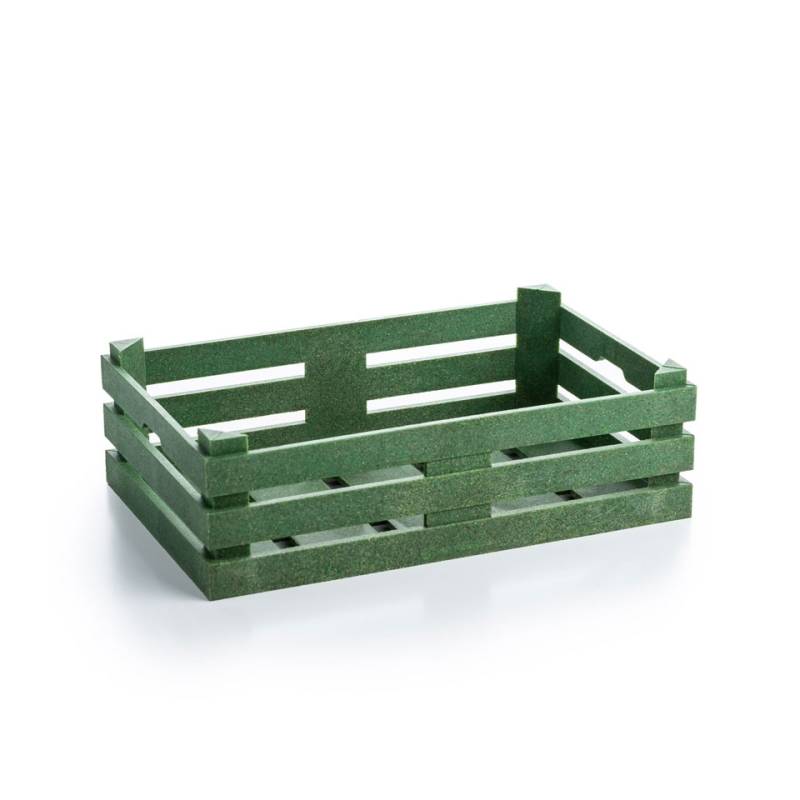 Caja de fibra de madera y pp verde 22x14x6,7 cm