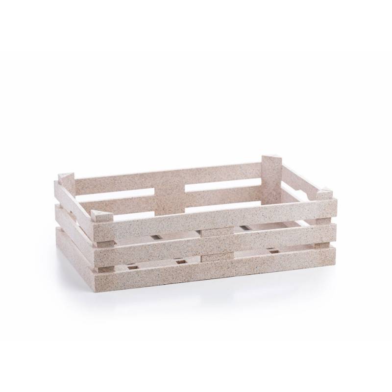 Caja de fibra de madera y pp de color arena 22x14x6,7 cm