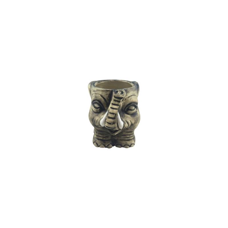 Grey ceramic Elephant tiki mug cl 35