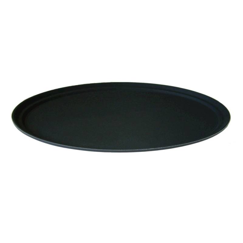 Bandeja ovalada antideslizante de plástico negro 67,5x55 cm