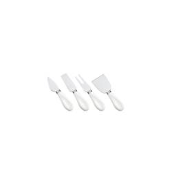 Juego de 4 cuchillos de queso de acero inoxidable con mango de porcelana