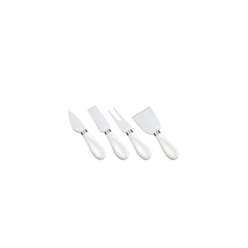 Set de 4 couteaux à fromage en acier inoxydable avec manche en porcelaine