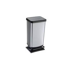 Paso cubo de basura de plástico plata y negro lt 20