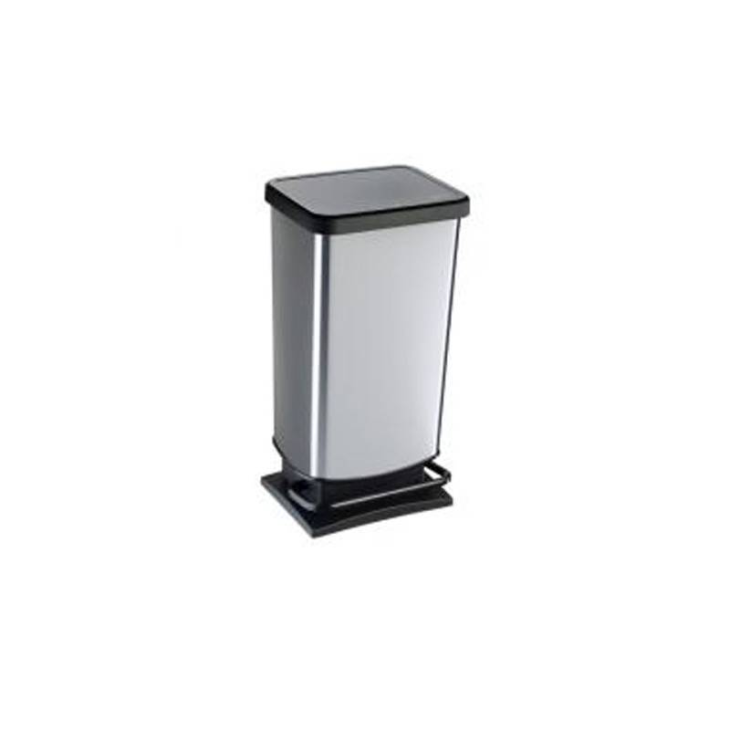 Poubelle en plastique Paso argent et noir lt 20