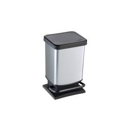 Poubelle en plastique Paso argent et noir lt 40