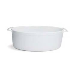 Cacerola ovalada de porcelana blanca con 2 asas 42x27x14,5 cm