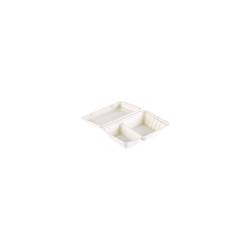 Boîte à emporter Duni avec couvercle à 2 compartiments en pulpe blanche cm 24,1x16,3