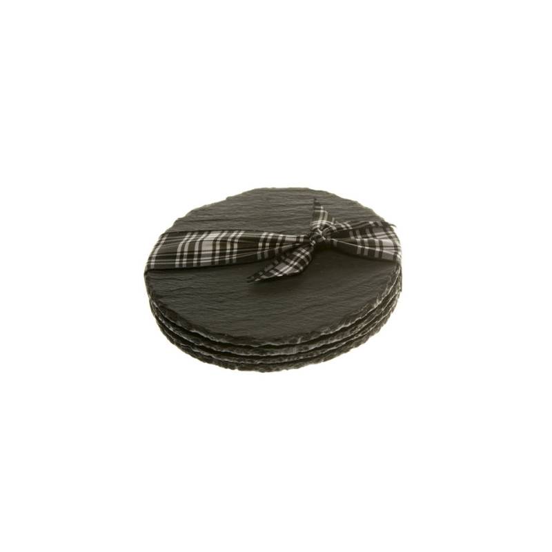 Posavasos redondo de pizarra negra de 10 cm