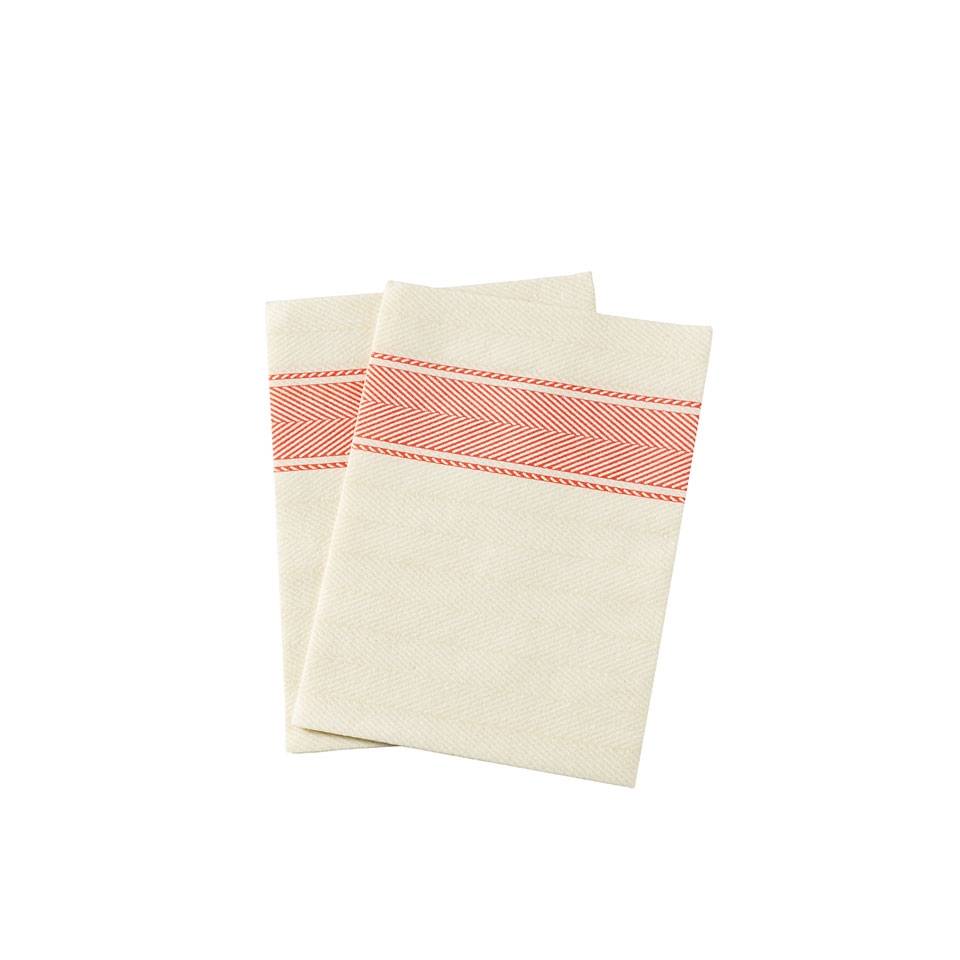 Serviette de cuisine en cellulose champagne et rouge 30x40 cm