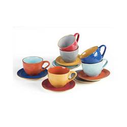 Cappuccino cup with colored ceramic Mediterraneo Novità Home plate