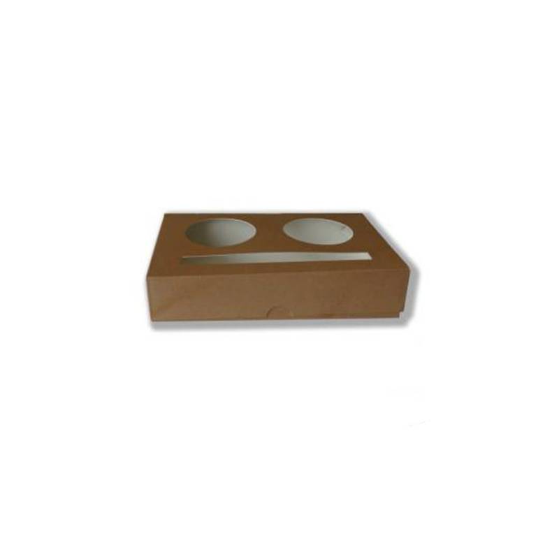 Recipiente para llevar 2 vasos de papel marrón cm 16x10