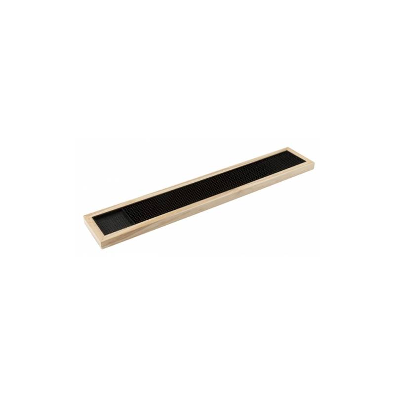 Alfombrilla de madera para bar con goma negra cm 62,5x10,5x2