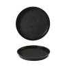 Bandeja redonda antideslizante de borde alto de plástico negro 36,5 cm