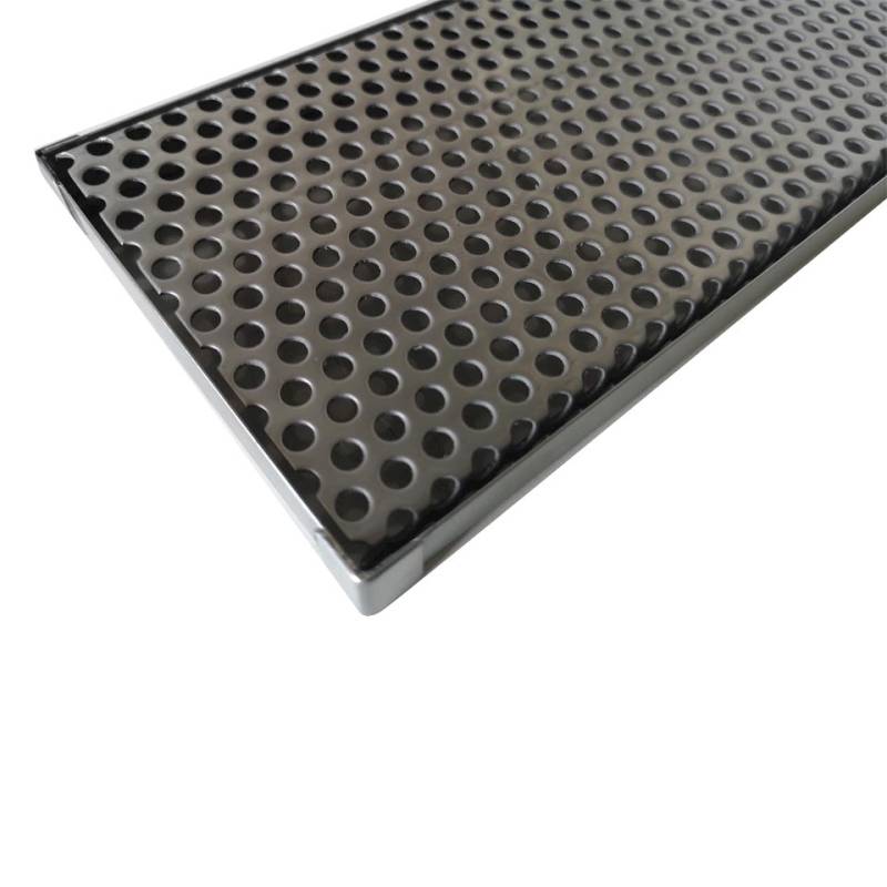 Alfombrilla de bar con rejilla de agujeros redondos de acero inoxidable cm 47x10,8x1,6