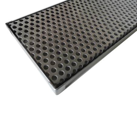 Tapis de bar avec grille à trous ronds en acier inoxydable cm 47x10,8x1,6
