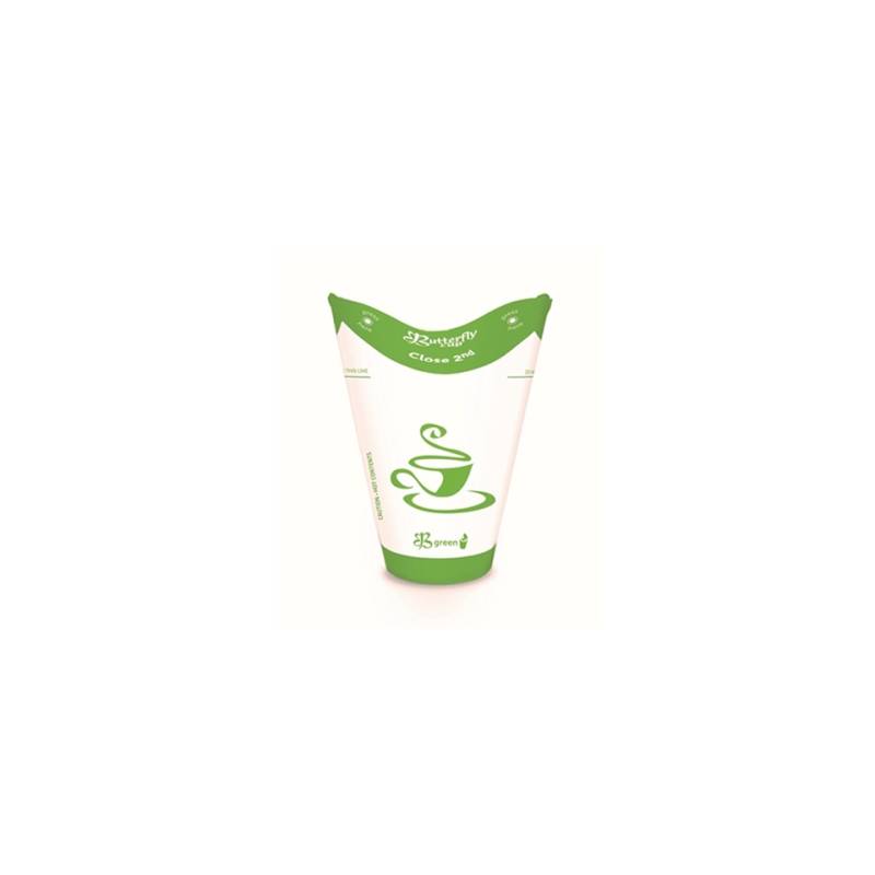 Mariposa vaso de papel desechable doble pared blanco y verde cl 36