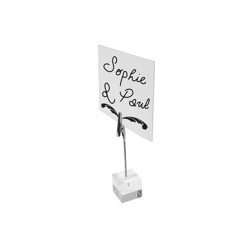 Portacubos con pinza transparente 2,5x2,5x10 cm