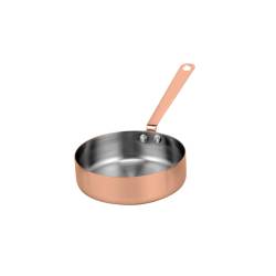 Casserole ronde en acier inoxydable et cuivre à une poignée 12 cm