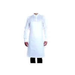 Tablier Roll-Drap avec bavette en coton plastifié blanc 75x90 cm