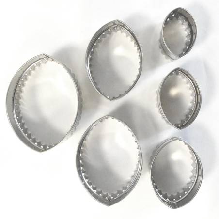 Juego de moldes de hojas festoneadas de acero inoxidable de tamaños surtidos