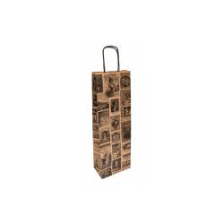 Bolsa de papel para botellas decorada Bacchus 14x8x40 cm