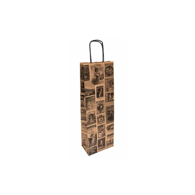 Bolsa de papel para botellas decorada Bacchus 14x8x40 cm