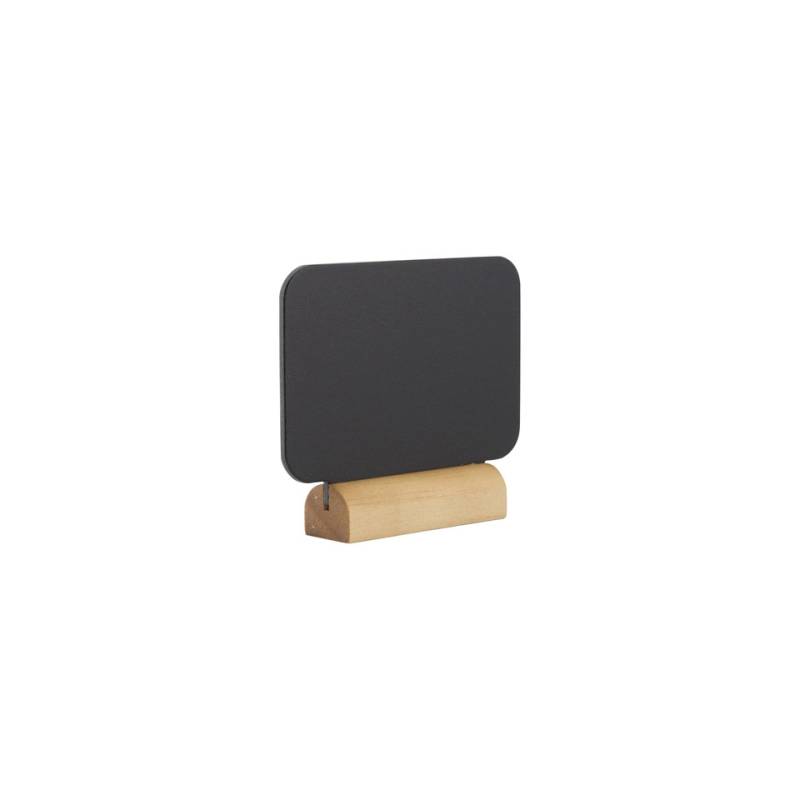 Pizarra rectangular negra con rotulador y base de madera 7,5x9 cm