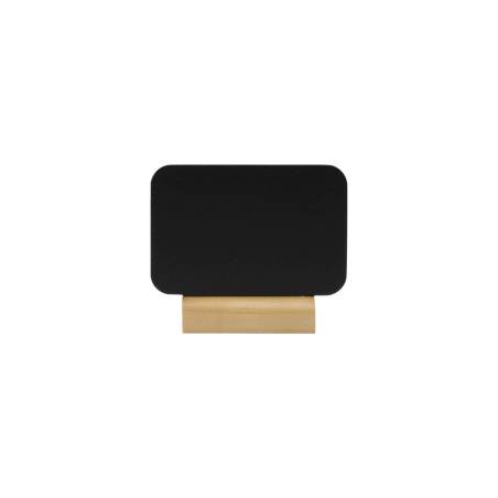 Pizarra rectangular negra con rotulador y base de madera 7,5x9 cm