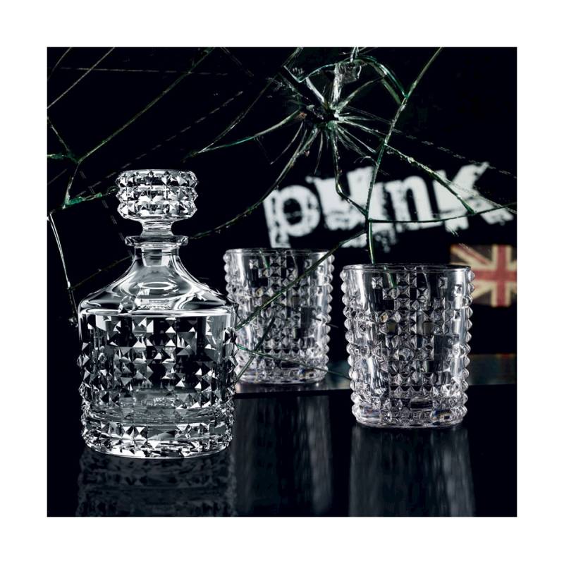 Juego de botella y 2 vasos de whisky punk