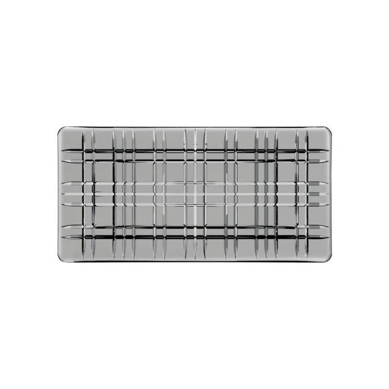 Plateau rectangulaire Smoke en verre gris 28x14 cm