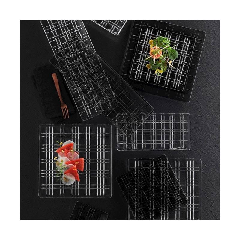 Bandeja rectangular Smoke cuadrada de cristal gris 28x14 cm