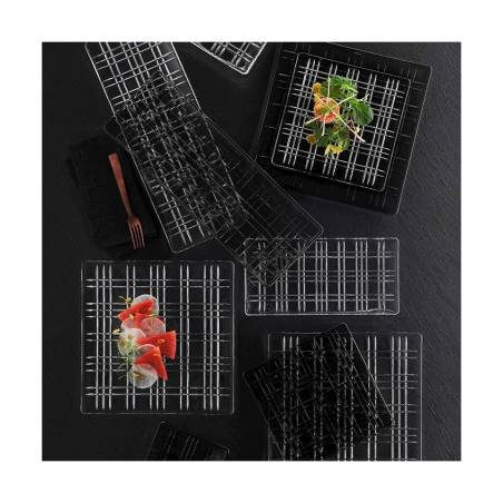 Bandeja rectangular Smoke cuadrada de cristal gris 28x14 cm