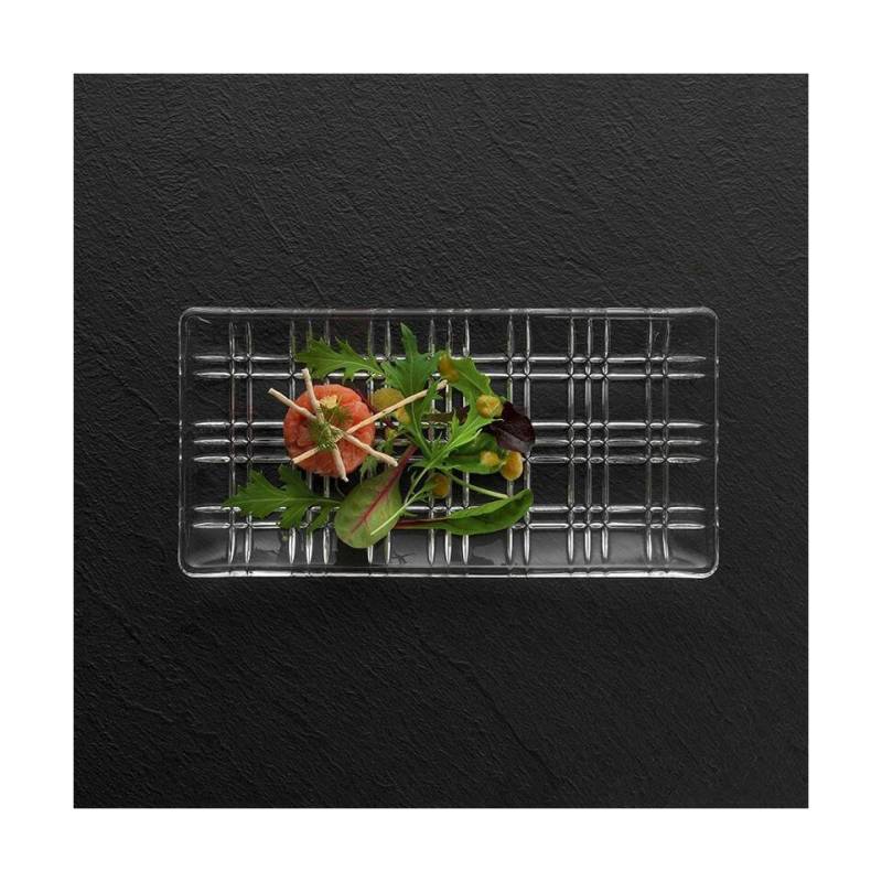 Plateau rectangulaire Smoke en verre gris 28x14 cm