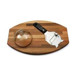 Sanelli Ambrogio tabla de cortar de madera inoxidable con cúpula y cortador de trufas