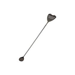 Cuchara de bar con mini colador de acero inoxidable negro cm 40