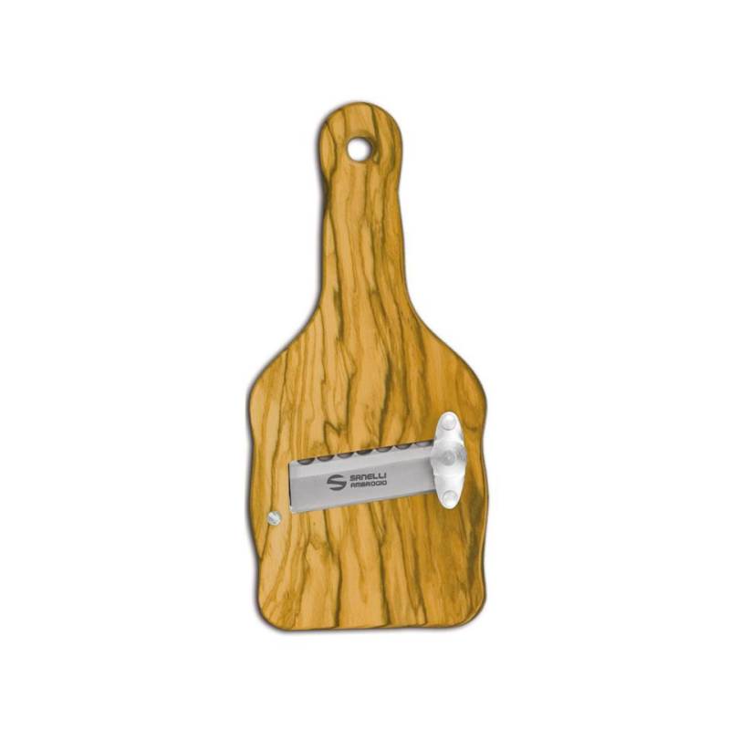 Coupe truffe Sanelli Ambrogio en bois d'olivier et acier inoxydable à lame ondulée