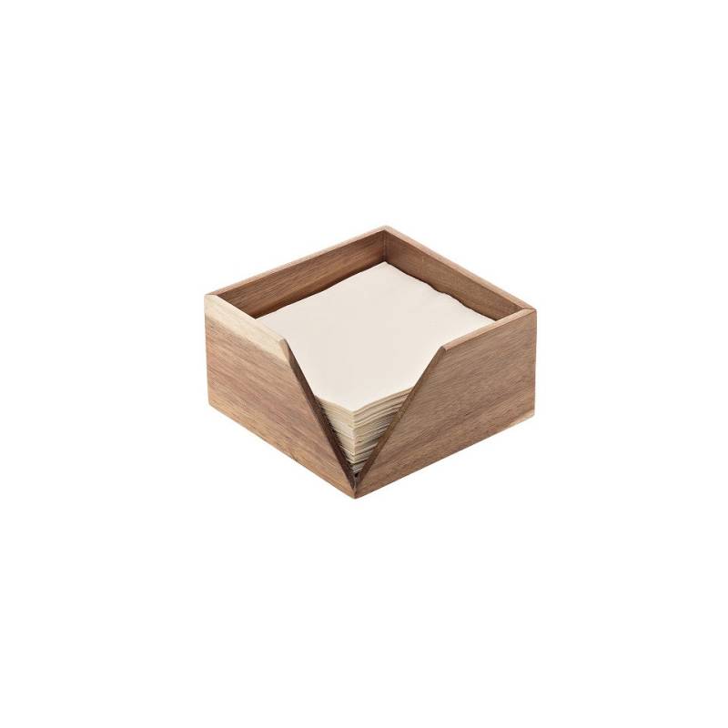 Servilletero de acacia natural 14x14x10 cm