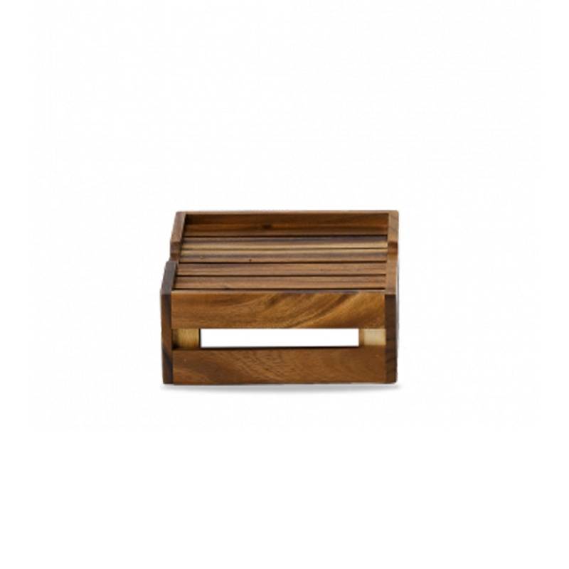 Contrahuella rectangular Churchill de madera de acacia natural 25,8x22,2x9,4 cm