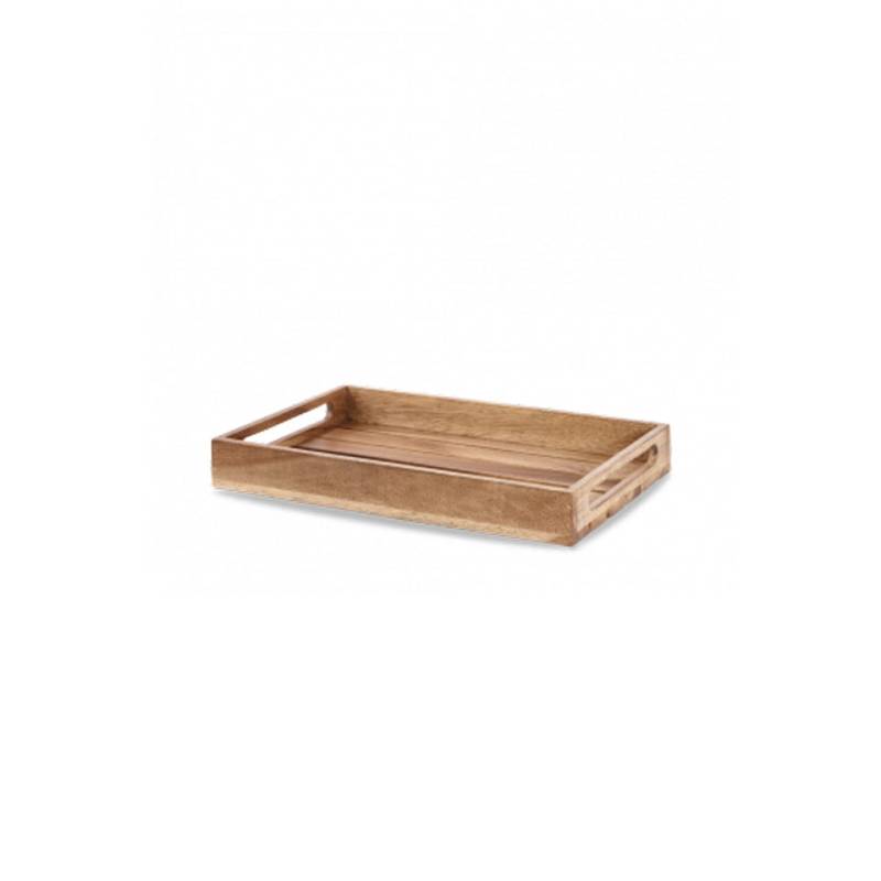 Caja rectangular Churchill de madera de acacia natural 39,7x25,8x5 cm