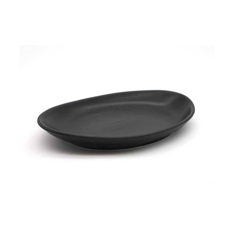 Bandeja ovalada de porcelana negra efecto hierro fundido 30 cm