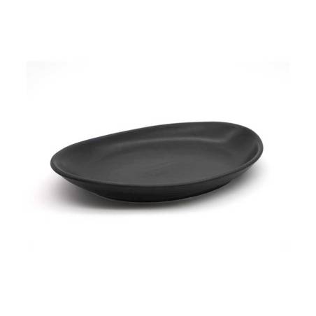 Plateau ovale en porcelaine noire effet fonte 30 cm